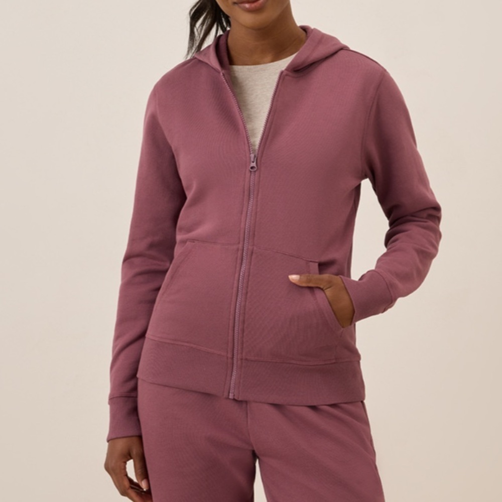 Pact Womens mauve brushed full zip fleece hoodie XL